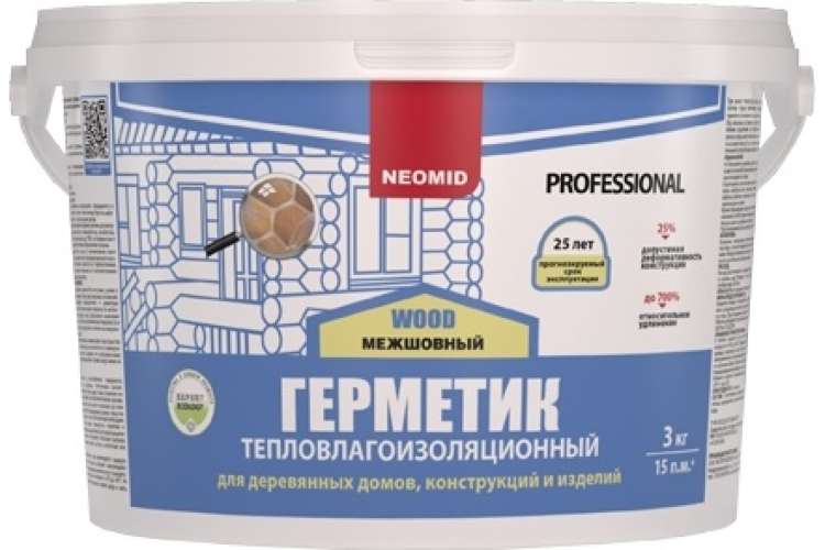 Строительный герметик Neomid Professional 3 кг, ведро, тик Н -ГермPROFF-3/тик