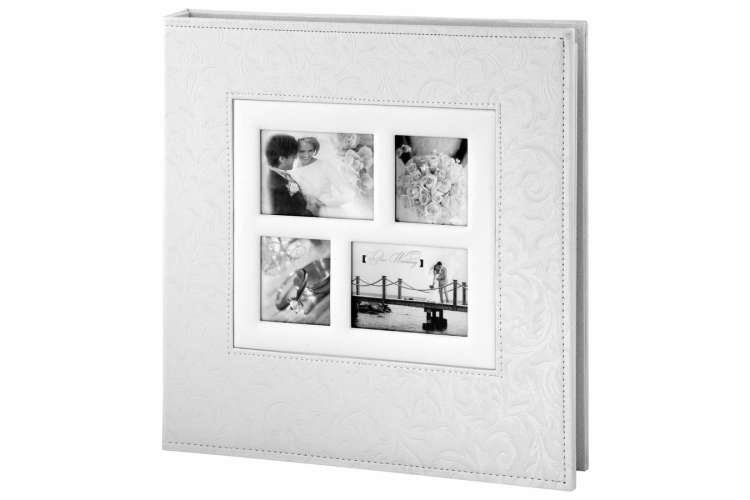 Фотоальбом BRAUBERG свадебный, 20 магнитных листов 30х32 см, на кольцах, белый, 390691