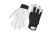 Кожаные перчатки Jeta Safety утепленные, манжета велкро, белый/черный JLE305-10/XL