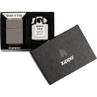 Подарочный набор Zippo: ветроустойчивая зажигалка Black Ice + вставной блок 29789