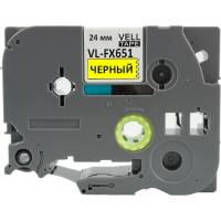 Лента Vell VL-FX651 Brother TZE-FX651, 24 мм, черный на желтом, для PT D600/2700/P700/P750 319995