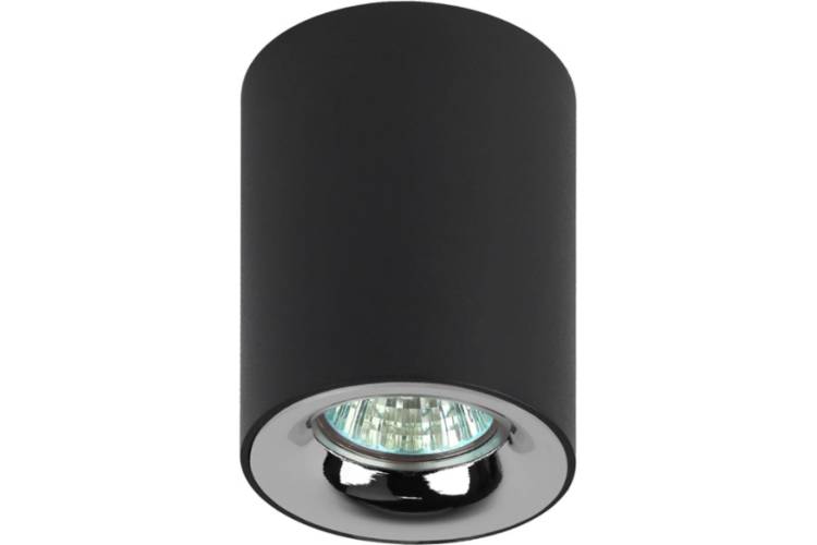 Накладной светильник ЭРА OL1 GU10 BK/CH Подсветка, GU10, D80х100мм, черный/хром Б0041502