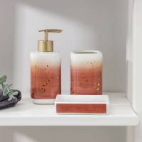 Набор для ванной Доляна "Нептун", 3 предмета (мыльница, дозатор для мыла, стакан), цвет розовый 4481948