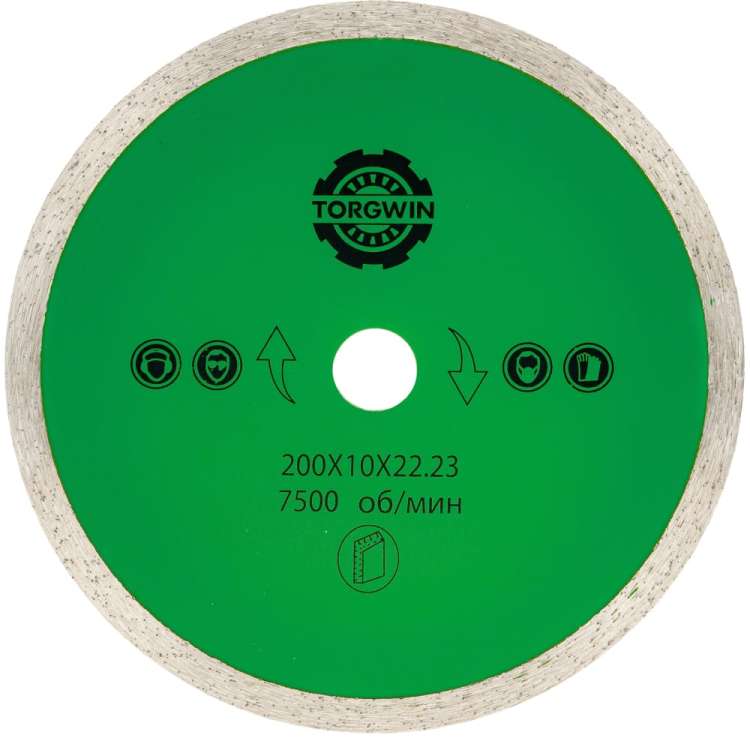 Алмазный диск со сплошной кромкой для гранита 200х1.7х10х22.23 мм TORGWIN 106AG-TG20022KL