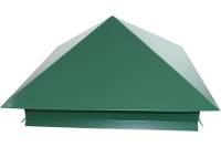 Металлический колпак на столб ПРОФМЕТСТИЛЬ зеленый 619