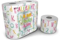 Туалетная бумага World Cart Алфавит с рисунком, Kartika Collection, 3 слоя, 4 рулона/200 листов KGAPH-TT-01
