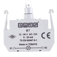 Блок-контакт подсветки Emas B7 с синим светодиодом, серия B, 12-30 В AC/DC B7