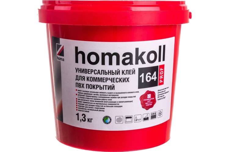 Клей Homakoll 164 Prof, для коммер. линолеума, 300-350 г/м2, 1,3 кг 99688