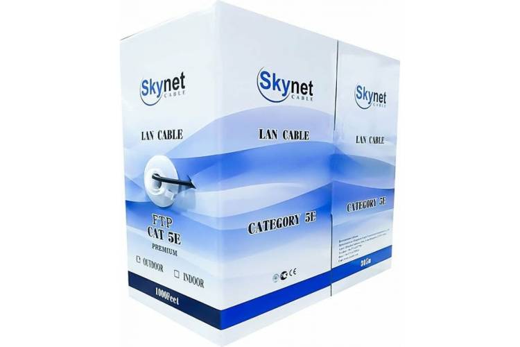 Кабель SkyNet Light FTP indoor 2x2x0,46, медный, FLUKE TEST, кат.5e, однож., 305 м, box, серый CSL-FTP-2-CU