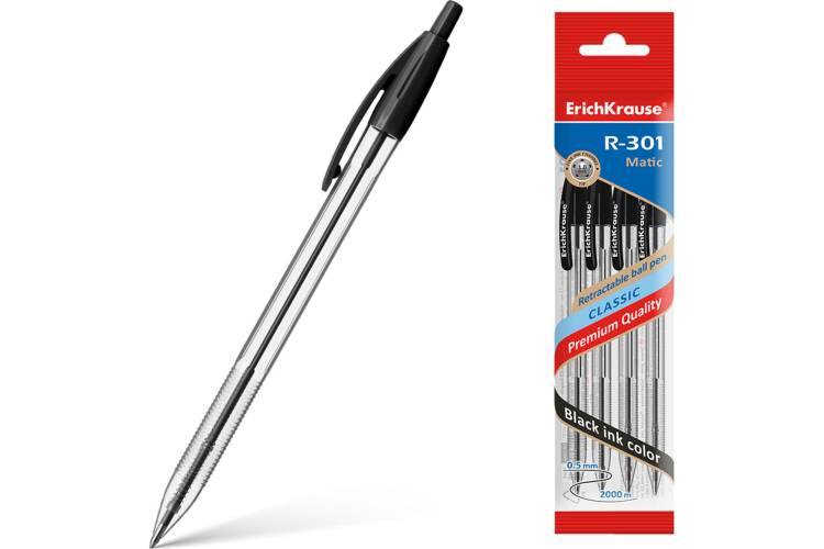 Автоматическая шариковая ручка ErichKrause R-301 Classic Matic 1.0, черный 46757