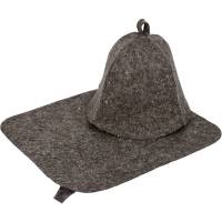 Набор из 2-х предметов Hot Pot шапка, коврик, серый, войлок 41344