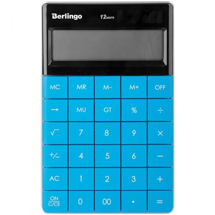 Настольный калькулятор Berlingo Power TX 12 разрядов, двойное питание, 165х105х13 мм, синий CIB_100