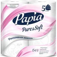 Туалетная бумага PAPIA PURE&SOFT белая, 5 слоёв, 4 рулона 1015031451