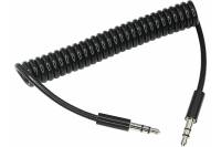 Аудио кабель AUX REXANT 3.5 мм шнур спираль 1м черный 18-4010