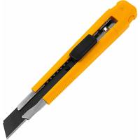 Нож DENZEL 18 мм, сменное лезвие, SK4, металлическая направляющая, клипса, нажимной фиксатор 78940