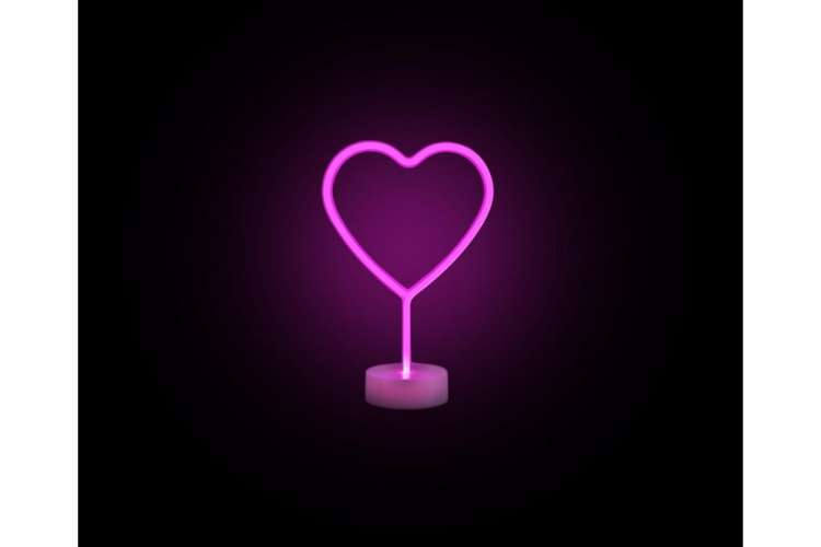 Светодиодный настольный неоновый светильник Apeyron Сердце, цвет свечения розовый 12-66