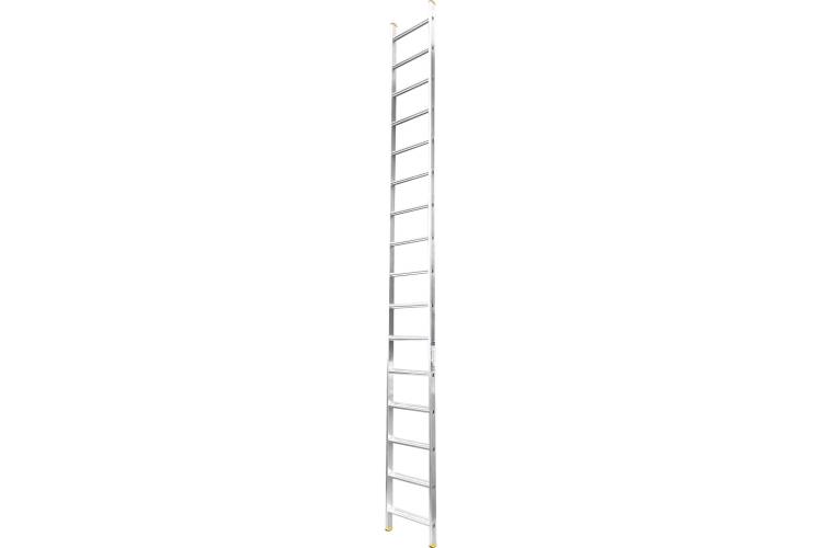 Алюминиевая односекционная приставная лестница Алюмет 16 широких ступеней НК1 5116