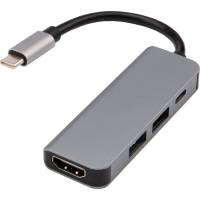 Разветвитель REXANT USB Type-C на 4 порта: 1xHDMI/2xUSB 3.0 PD/1xType-C PD 18-4151