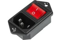 Разъем питания REXANT C14 3PIN с клавишным выключателем с красной подсветкой 250 V 6 А 10 шт 36-2282