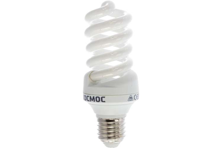 Люминесцентная компактная лампа КОСМОС SPC 20Вт E27 спиральная 2700К Т3 LKsmSPC20wE2727 332605