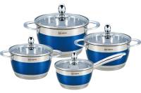 Посуда Rainstahl Blue 8 предметов, 1.8 л, 2.5 л, 3.5 л, 5.9 л, капсульное дно 1818-08RS\CWBlue