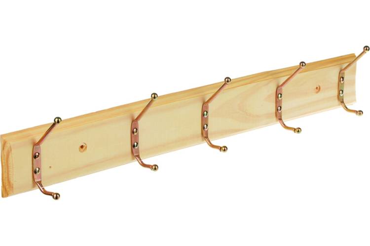 Настенная вешалка VETTA, 5 двойных крючков, 49x6,5 см, дерево, металл 465-169