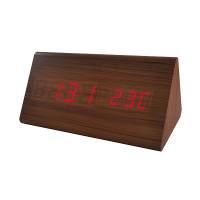 Часы будильник PERFEO LED Pyramid коричневый красная подстветка PF S710T 30 011 160