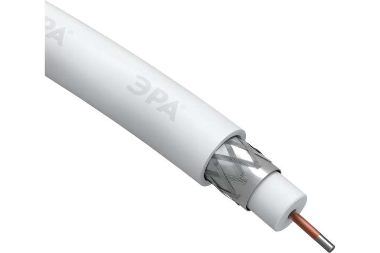 Коаксиальный кабель ЭРА RG6U, 75 Ом, CCS/, PVC, цвет белый Б0044599