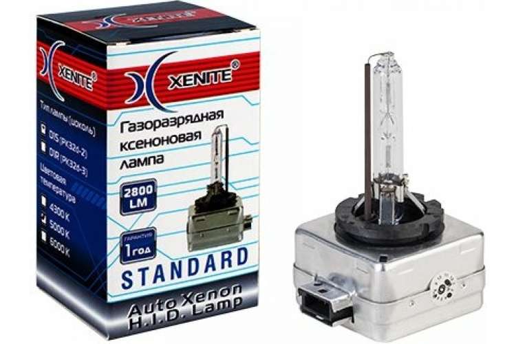 Ксеноновая лампа XENITE D1S, 85 В, 35 Вт, PK32d-2, 6000 K, 2800 Лм, 1 шт. 1004068