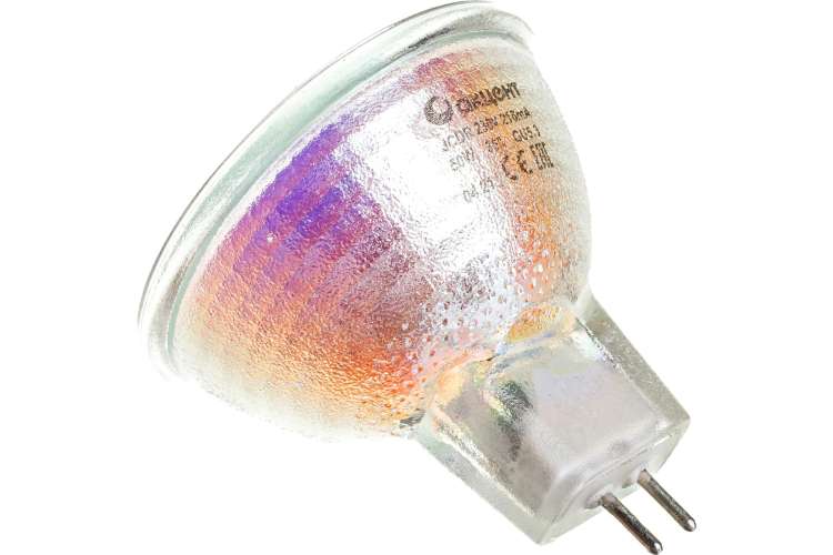 Галогенная лампа АКЦЕНТ JCDR, 230В, 50W, GU5.3, с отражателем и защитным стеклом 4606400204336