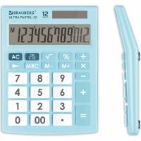 Настольный калькулятор BRAUBERG ULTRA PASTEL-12-LB 192x143 мм, 12 разрядов, голубой, 250502