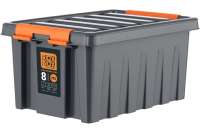 Ящик Rox Box п/п, 335x220x155 мм, с крышкой и клипсами, PRO, цв. антрацит 25338