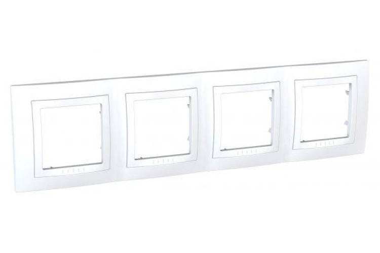 Рамка Schneider Electric 4-местаня UNICA с декоративной наклейкой, белая SchE MGU2.008.18
