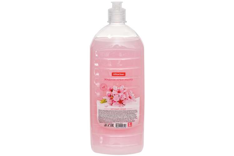 Жидкое мыло-крем OfficeClean Цветущая сакура с дозатором, 1 л 281357