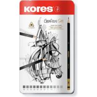 Трехгранные чернографитные карандаши Kores GRAFITOS, набор 12 шт, 2Н-8В, 92162 1153064