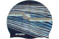 Силиконовая шапочка для плавания ATEMI PSC424 синяя, графика 00-00001525