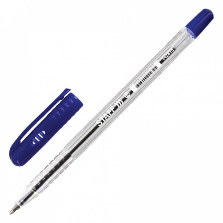 Шариковая ручка STAFF EVERYDAY, СИНЯЯ, шестигранная, корпус прозрачный, узел 1мм, линия 0,5мм, 142815