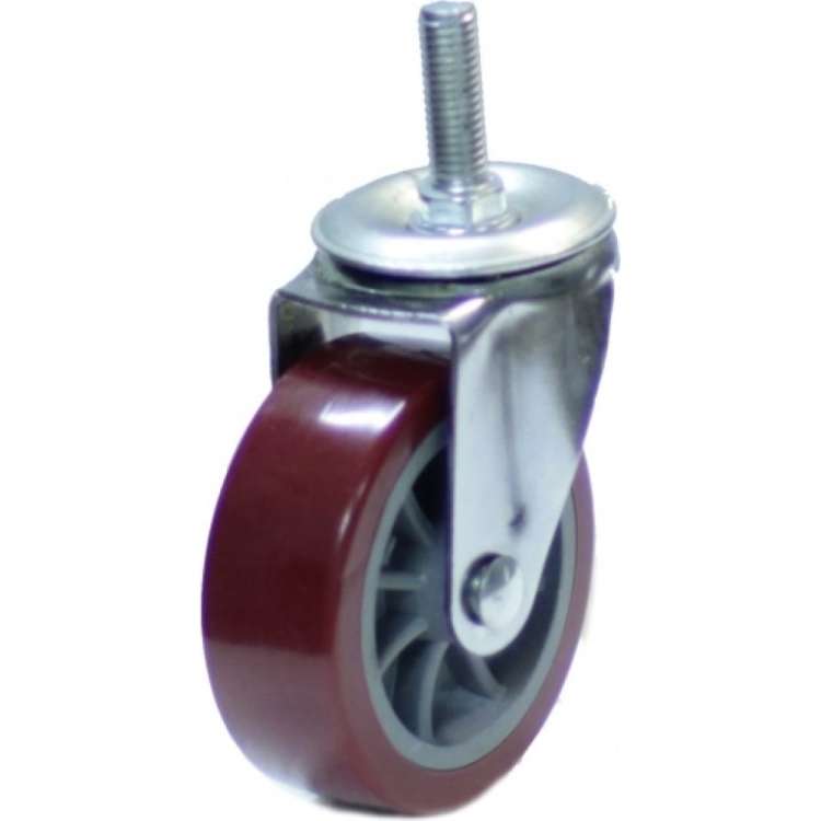 Мебельное поворотное колесо MFK-TORG болт крепление М10, 50 мм, красный пластик 8004050