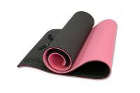 Двухслойный коврик для йоги Original FitTools 10 мм, TPE, черно-розовый FT-YGM10-TPE-BPNK