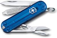 Нож-брелок Victorinox Classic SD Colors Deep Ocean 58 мм, 7 функций, полупрозрачный синий 0.6223.T2G