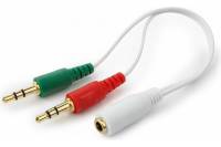 Кабель Cablexpert аудио сигнала джек 3.5 наушник папа 3.5 микрофон папа джек3.5 4pin длина 20см CCA-418W