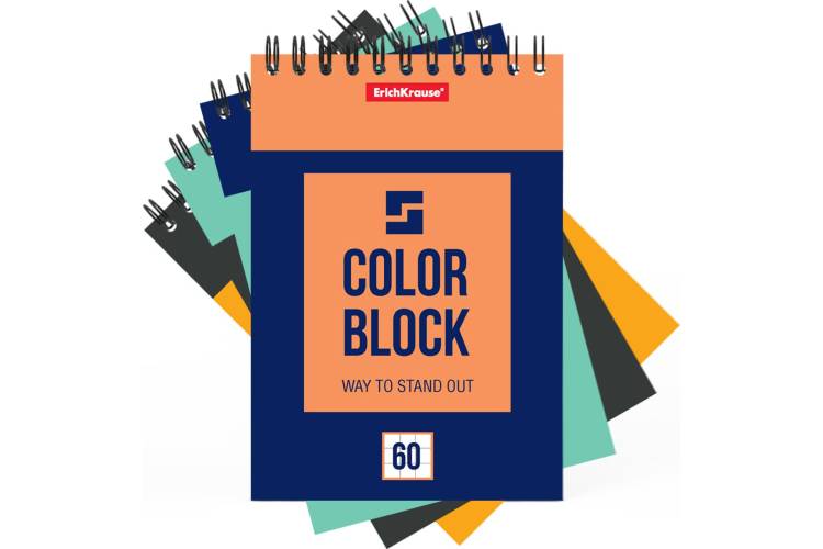 Блокнот ErichKrause Color Block на спирали, А6, 60 листов, клетка 49683