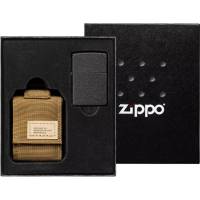 Набор Zippo: чёрная зажигалка Black Crackle + нейлоновый чехол ZIPPO 49401