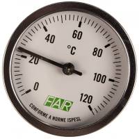 Термометр 0-120°C, торцевое соединение 1/2", зонд 50 мм, диаметр 80 мм FAR FA 2600