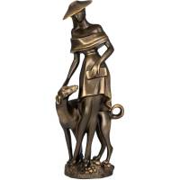 Скульптура BOGACHO Девушка с собакой 22675/бронзовый