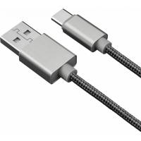 Дата-кабель AKAI Type C, 1м, 2,1А, нейлон, серебристый CE-463S