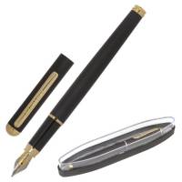 Подарочная перьевая ручка BRAUBERG Maestro синяя, черный корпус с золотистыми деталями, линия 0.25 мм 143471