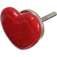 Керамическая ручка для мебели Blumen Haus Сердце цвет красный 66160