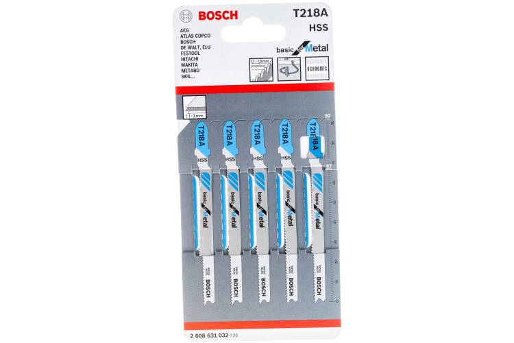 Пилки T218A 5 шт. по металлу для лобзика Bosch 2.608.631.032