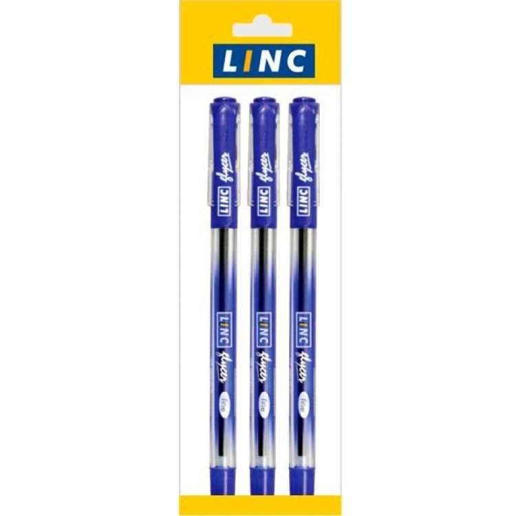 Набор шариковых ручек Linc GLYCER 0,70 мм 3 шт синий резиновый грип пакет с европодвесом 1300RF/blue/3